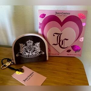 Juicy Couture Purse/Coin Accessory/Bag and Eyeshadow Palette - lots of hearts!